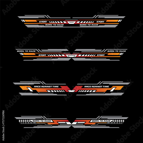 Sport racing stripes car stickers. modification body speed and drift vinyl decal isolated set templates