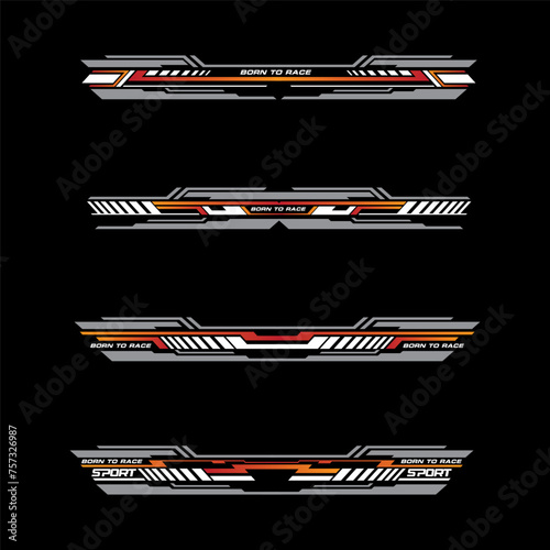 Sport racing stripes car stickers. modification body speed and drift vinyl decal isolated set templates