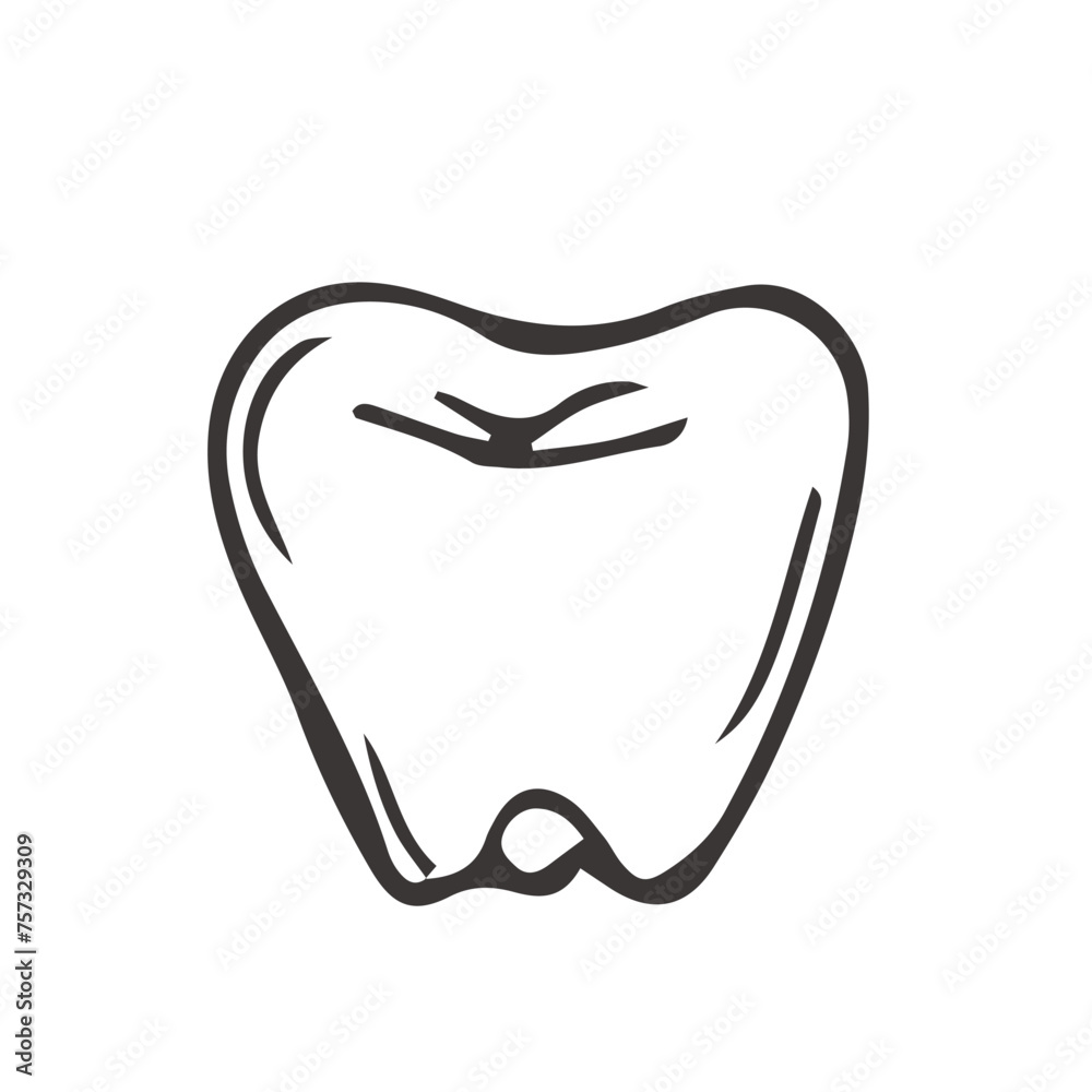 Healthy tooth hand drawn outline doodle icon. Healthy tooth hand drawn outline doodle icon.