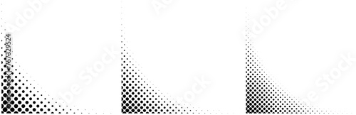 TEXTURE DE COIN EN DEMI-TEINTE. 3 dégradés d'angle en arrondi