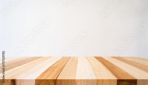 Real wood table top texture on white wall room background.For create product display or key  (1)-Enhanced-SR-2.jpg © netsay