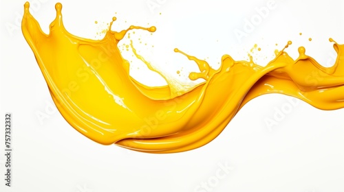 Sunshine Burst: Yellow Paint Splash Isolated on Pristine White