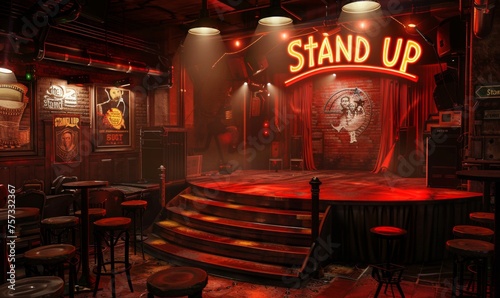 3D stand-up comedy scenes complete with the words Stand Up photo