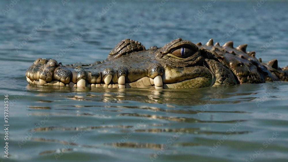 In the stillness of the marshlands, the crocodile lurks like a prehistoric sentinel, its ancient eyes reflecting the secrets of countless ages, while its rugged scales bear testament to the resilience In the stillness of the marshlands, the crocodile lurks like a prehistoric sentinel, its ancient eyes reflecting the secrets of countless ages, while its rugged scales bear testament to the resilience