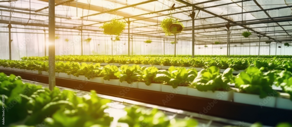 modern plantation of fresh green lettuce