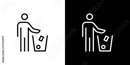 ゴミ箱にゴミを捨てる人のピクトグラム