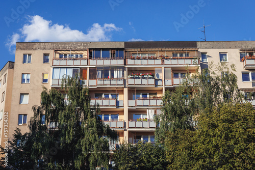 Block of flats called Wielka Plyta - panelak in Goclaw area, subdistrict of Praga-Poludnie, Warsaw city, Poland © Fotokon