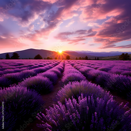 A field of lavender in full bloom. 