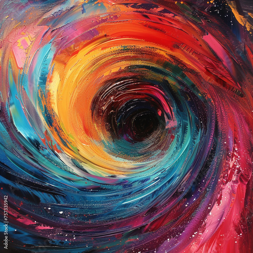 Energetic colors blend in a cosmic vortex spiraling into a dimensional tunnel