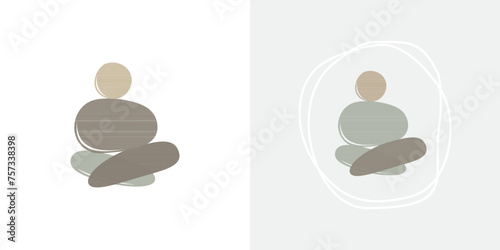 Stack of stones logo, zen buddhism, meditation icon. Relaxation, meditation print, minimal flat concept