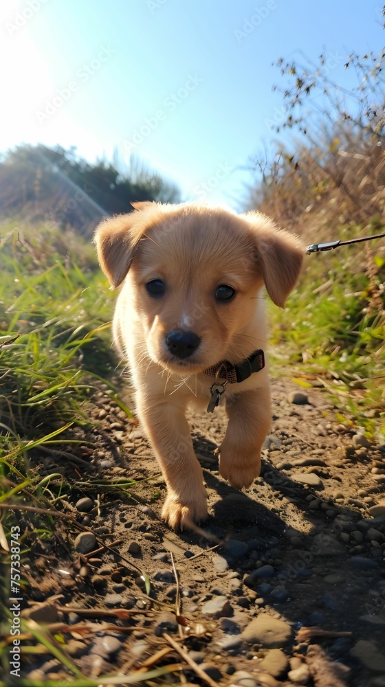 Chubby puppys first walk clumsy and curious Chubby puppys first walk clumsy and curious