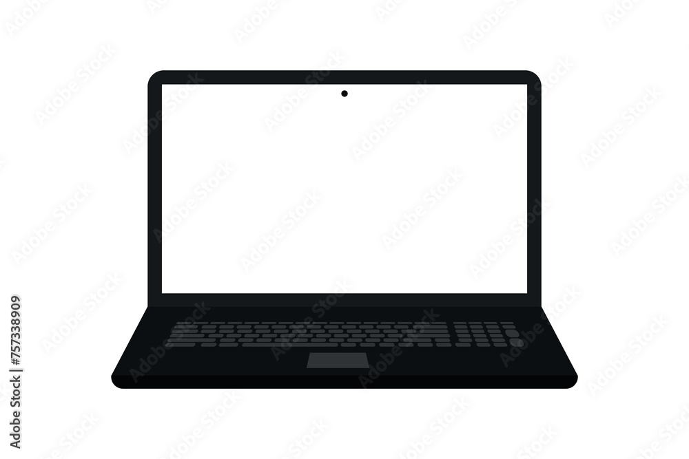 Laptop with blank white screen Vector. Flat icon illustration.Laptop front view. Laptop with blank white screen Vector. Flat icon illustration.Laptop front view.