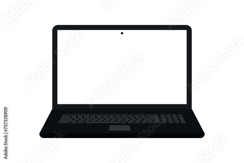 Laptop with blank white screen Vector. Flat icon illustration.Laptop front view.