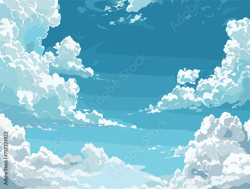 Sky filled with white cumulus clouds against an electric blue backdrop