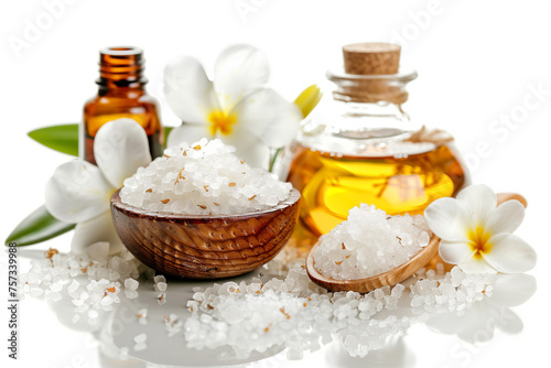 Sea salt with aroma oil, natural health spa treatment therapy.