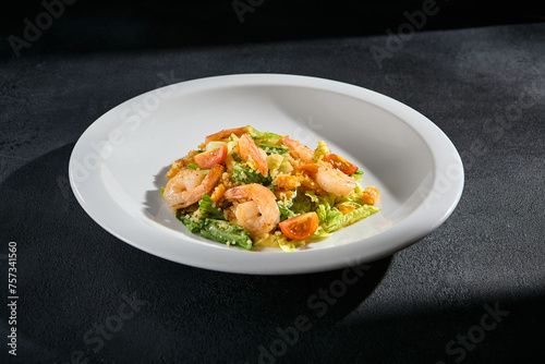 Shrimp salad with quinoa and mixed greens, a light and nutritious choice