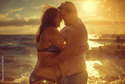 couple kissing at sunset, big couple © Joachim