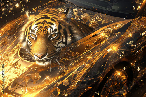 tiger car illustration