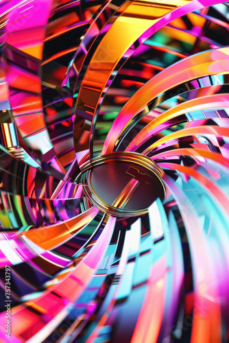 Radial, bright colored abstract background in futuristic cyberpunk design