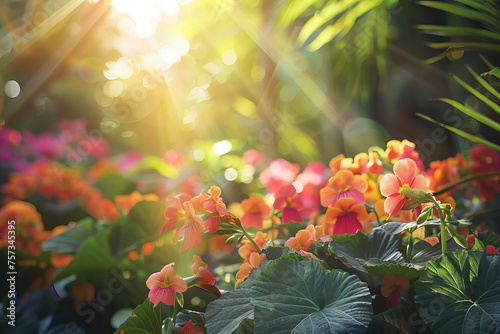 Sun-Kissed Tropical Garden Paradise Blooms Banner Radiates Serene Beauty