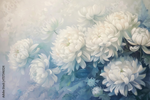 Ethereal White Chrysanthemums: Serene Floral Dream Banner Design