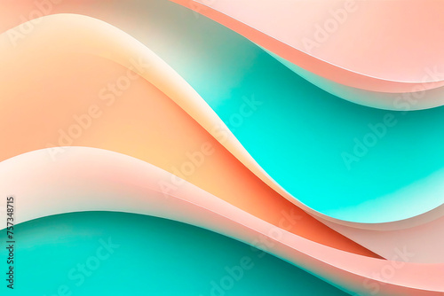 Design template concept. Layered background in seafoam and peach color. Trending color concept of the year 2024 Peach Fuzz.