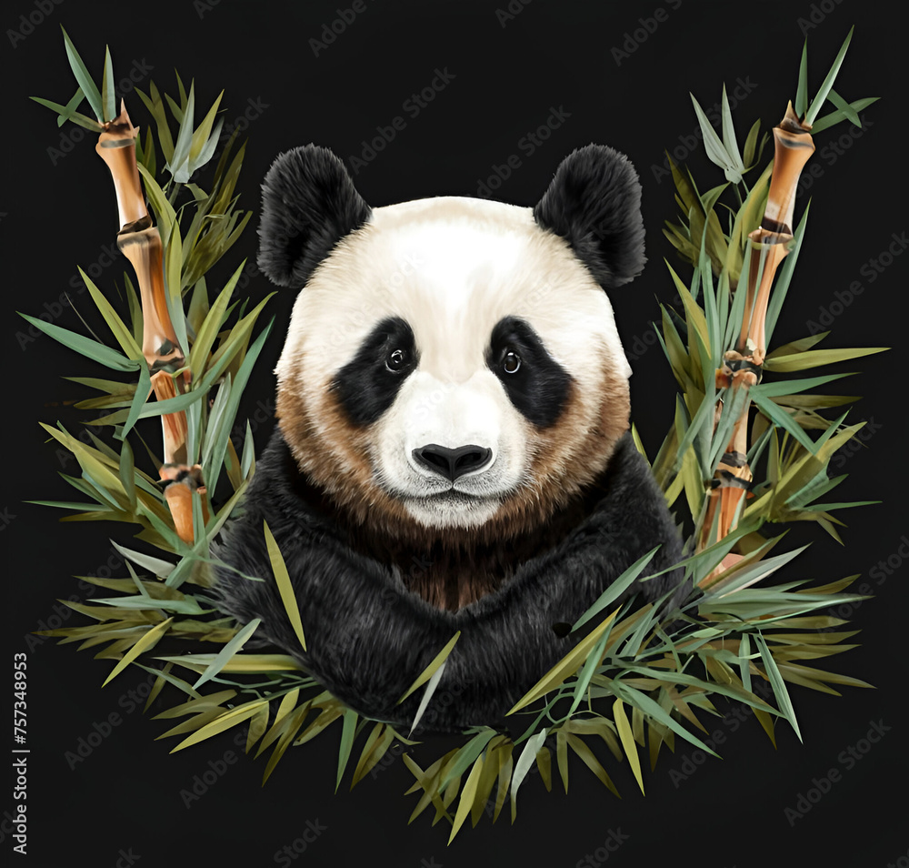 Naklejka premium panda with bamboo