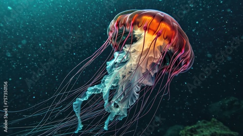 bioluminescent jellyfish in the dark depths of the ocean, highlighting the wonders of marine life © Tina