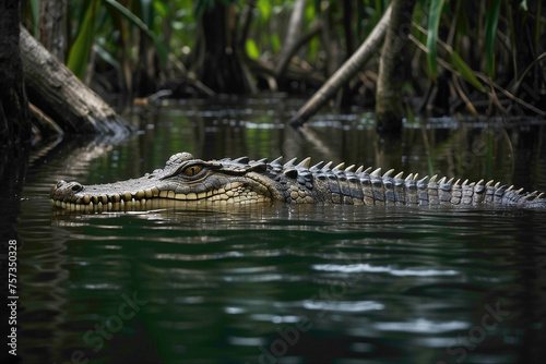 In the stillness of the marshlands, the crocodile lurks like a prehistoric sentinel, its ancient eyes reflecting the secrets of countless ages, while its rugged scales bear testament to the resilience