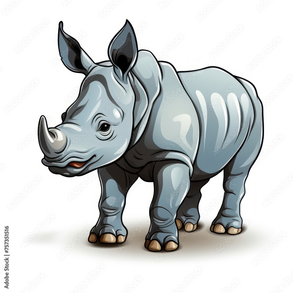 cartoon minimalism featuring an endearing baby rhinoceros