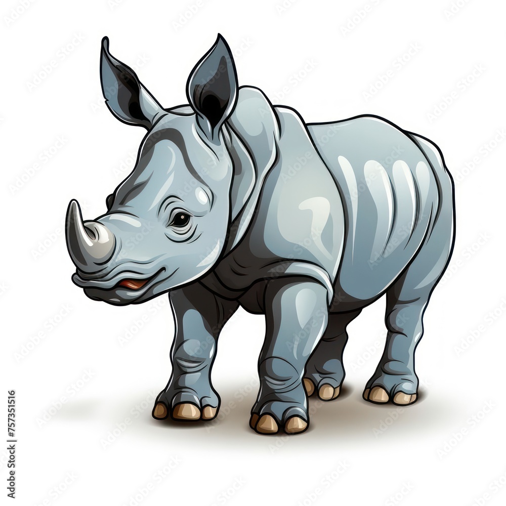 Fototapeta premium cartoon minimalism featuring an endearing baby rhinoceros