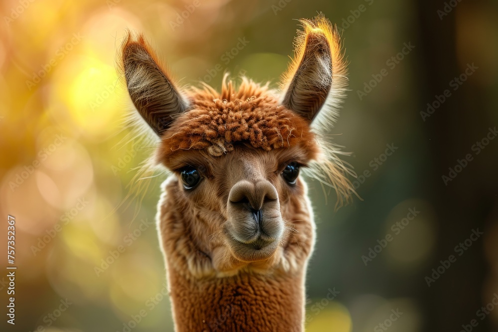 Fototapeta premium Alpaca domestic farm family. Sweet zoo. Generate Ai
