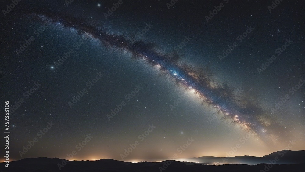 sky with stars _A panoramic view of the universe with the milky way galaxy and stars on a night sky.  