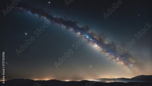 sky with stars _A panoramic view of the universe with the milky way galaxy and stars on a night sky. 