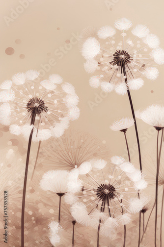 Art background with dandelions flowers.