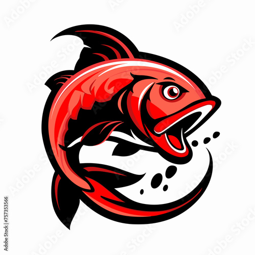 Vector esports logotype fish japanese carp koi on white background, logo fish, icon fish, sticker fish, symbol fish, emblem fish