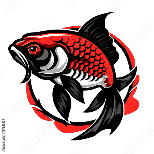 Vector esports logotype fish japanese carp koi on white background, logo fish, icon fish, sticker fish, symbol fish, emblem fish