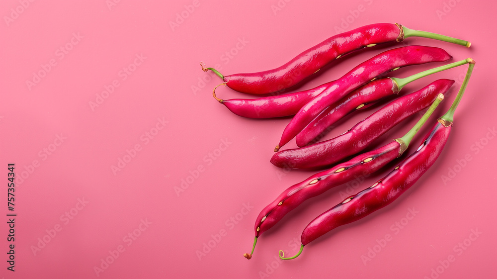 Group of red hot peppers on pink background Group of red hot peppers on pink background