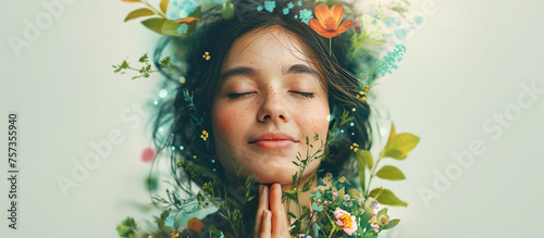 portrait of a girl with a wreath of flowers