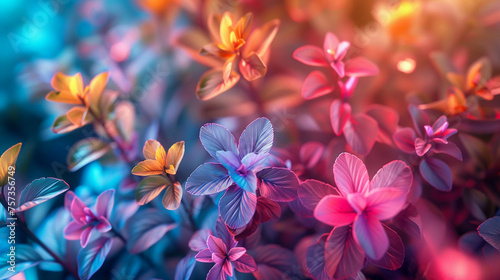 A vibrant display of colors illuminated by a grow light