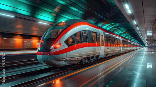 Motion Blurred Train Moving Inside Tunnel, Background HD, Illustrations