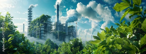 Incorporate elements of both nature and technology to symbolize the harmony between sustainability and industrial progress photo