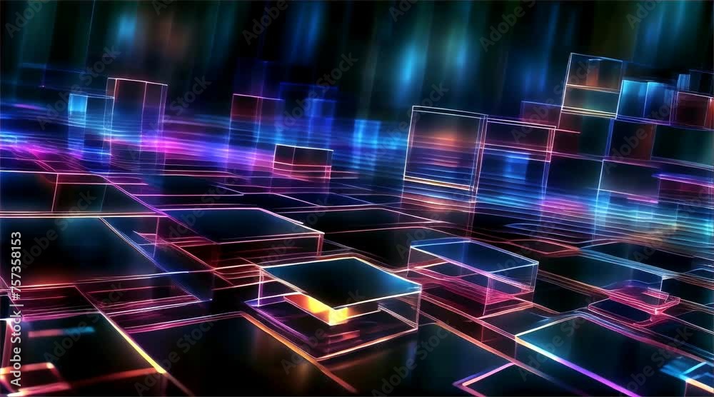 neon glowing 3d windows desktop background dark background