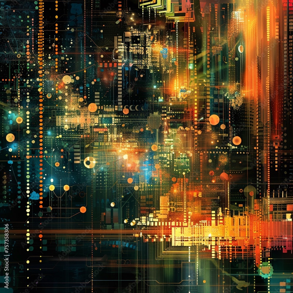 Abstract digital art representing quantum computing,generative ai