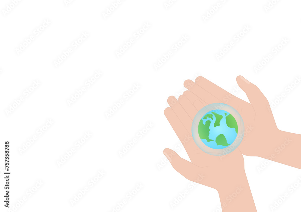 Save Water or Save the World Concept. Hand Holding Drop of Water and World. World Water Day and Environment day. Vector Illustration. Save Water or Save the World Concept. Hand Holding Drop of Water and World. World Water Day and Environment day. Vector Illustration.