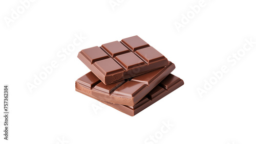 Chocolate bar cutout. Isolated chocolate peace on transparent background