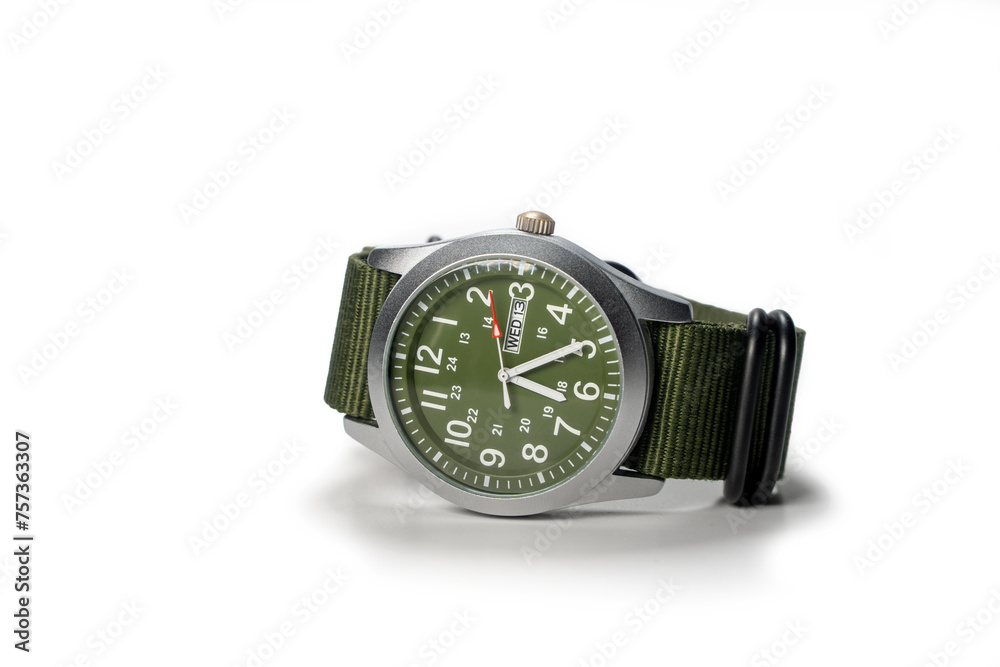 Generic Military Green Field Watch, Isolated On White Background Generic Military Green Field Watch, Isolated On White Background