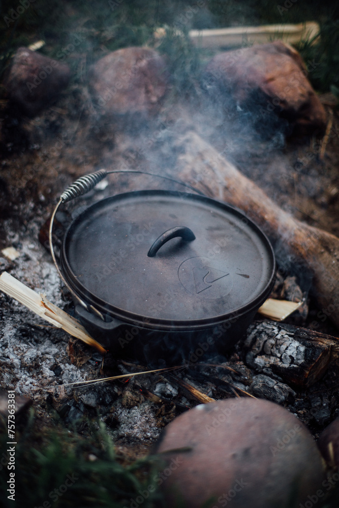 Campfire Cooking with Cast Iron Pot Campfire Cooking with Cast Iron Pot