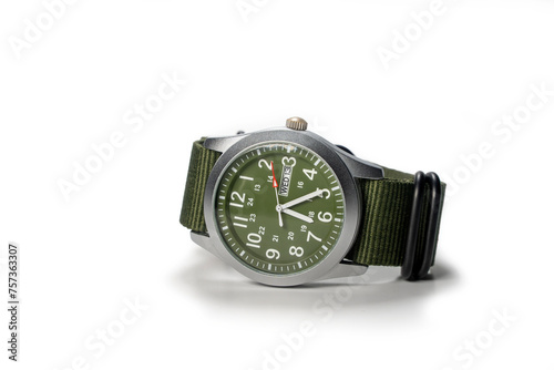 Generic Military Green Field Watch, Isolated On White Background