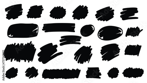 Set of grunge brush strokes isolated ink splash banners set. Black paint grunge brush stroke vector background overlay	